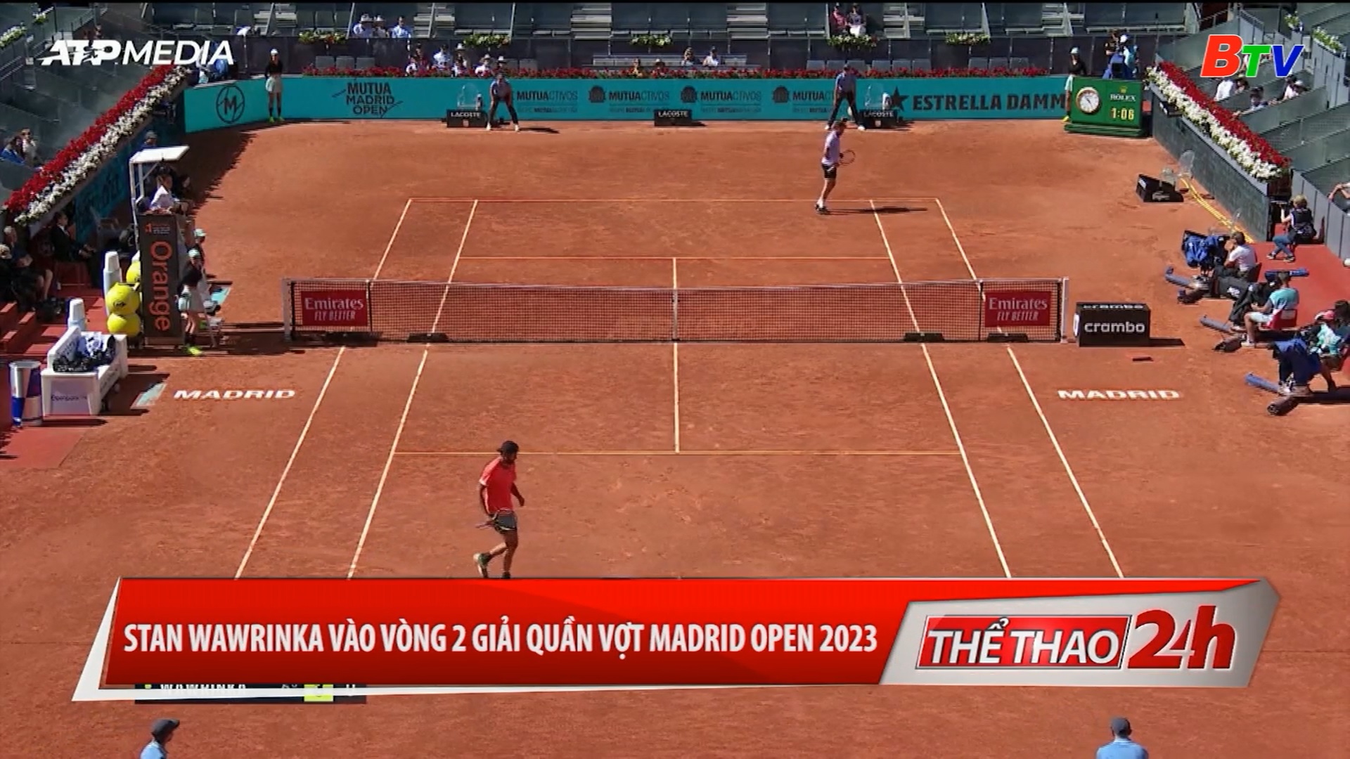 Satn Wawrinka vào vòng 2 Giải quần vợt Madrid Open 2023